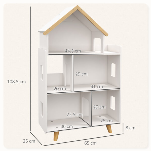 ZONEKIZ 3-Tier Children's Toy Storage Unit with 6 Bins, Freestanding Organiser Shelf for Playroom, White   Aosom UK - Image 3