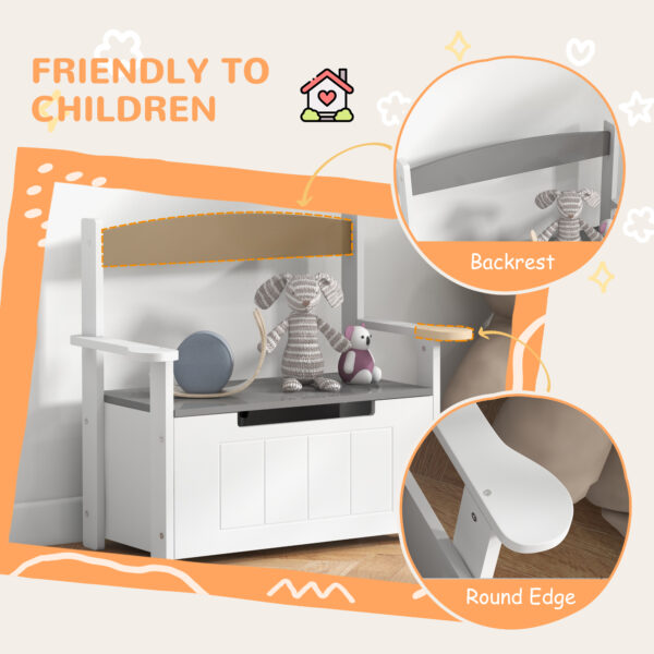 AIYAPLAY 2-in-1 Toy Box for Kids with Lid for Bedroom, Nursery, Playroom, Grey   Aosom UK - Image 5