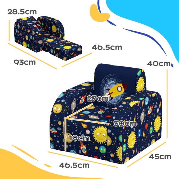 AIYAPLAY Foldable Toddler Chair Soft Snuggle Sponge Filled for Bedroom Playroom, Aged 18 Months to 3 Years - Dark Blue   Aosom UK - Image 3