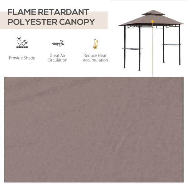 Outsunny 8 ft Double-Tier BBQ Gazebo Grill Canopy Barbecue Tent Shelter Patio Deck Cover - Coffee   Aosom UK - Image 6