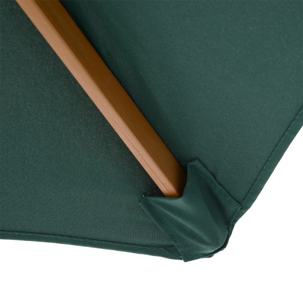 Outsunny Wooden Parasol: 2.5m UV-Protective Garden Umbrella with Pulley System, Dark Green   Aosom UK - Image 8