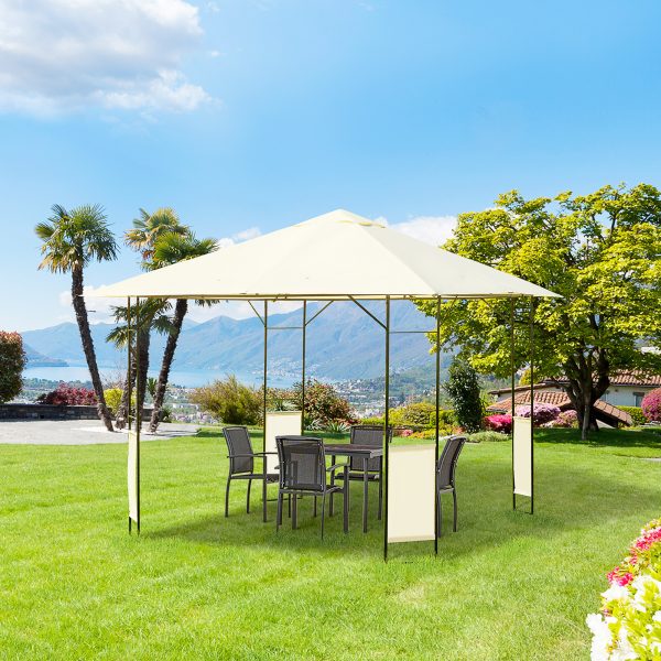 Outsunny 3x3m Garden Gazebo, Metal Frame, Water-resistant PE Canopy, Ideal for Parties & BBQs, Cream   Aosom UK - Image 2