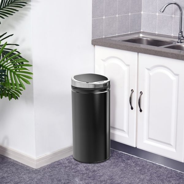 HOMCOM 42L Stainless Steel Sensor Trash Can W/ Bucket-Black   Aosom UK - Image 2