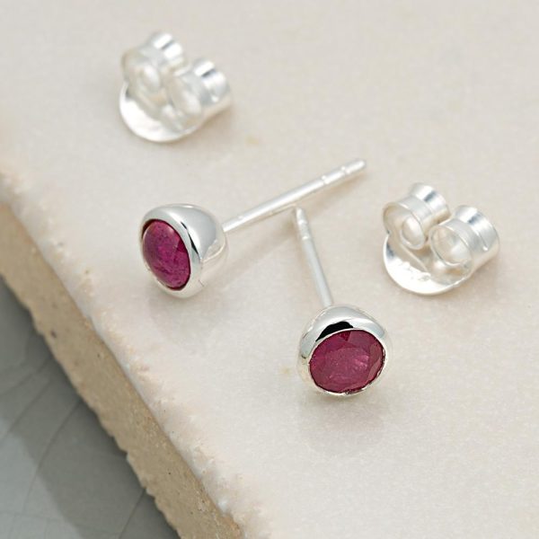 July Birthstone Earrings (Ruby) - Image 2