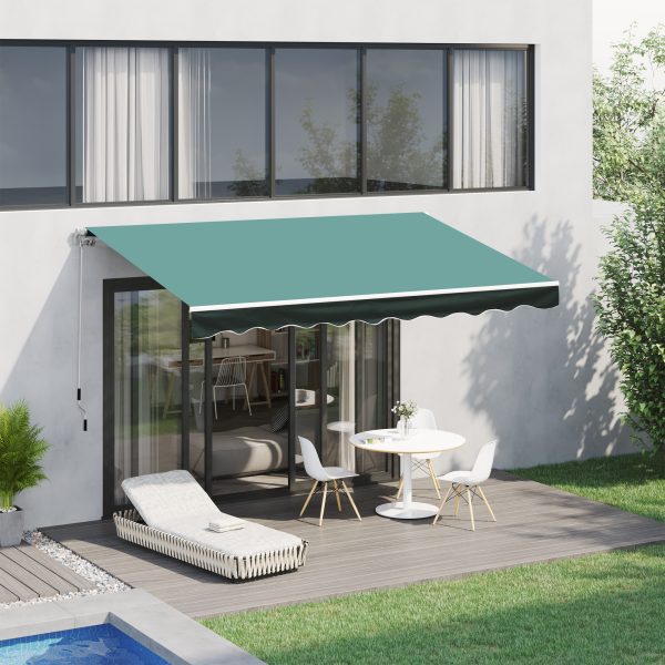 Outsunny 3x2.5 m Sun Shade Canopy Garden Patio Manual Retractable Awning Canopy Sun Shade Shelter, 3x2.5 m-Dark Green   Aosom UK - Image 2