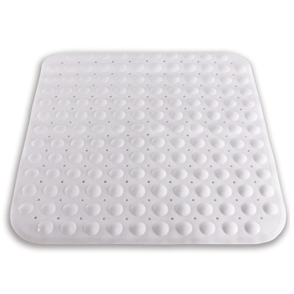 Shower Mat Mould Free Prevent Slips Machine Washable White L54.5cm x W54.5cm