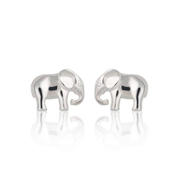 Silver Elephant Stud Earrings - Image 2