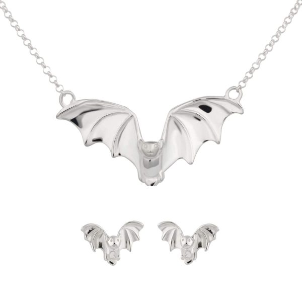 Silver Bat Jewellery Set With Stud Earrings - Image 2