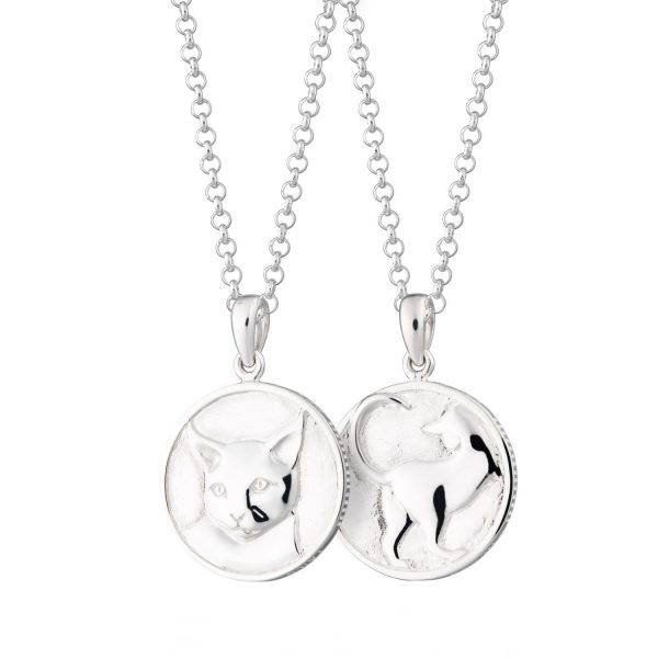 Silver Cat Heads and Tails Necklace - Image 2