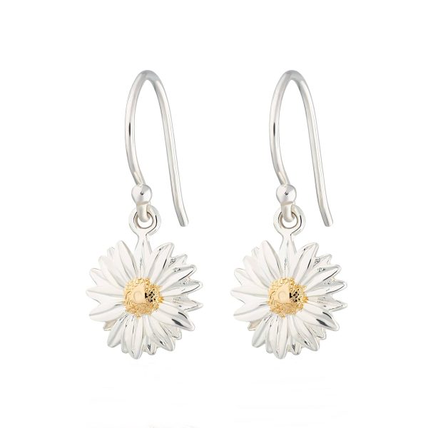 Silver Daisy Hook Earrings - Image 2