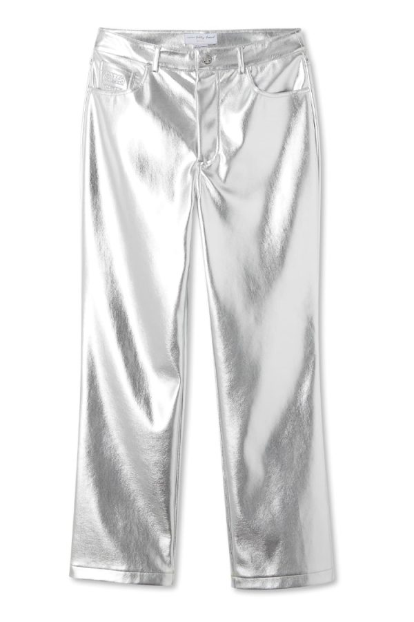 Women's Vegan Leather Trouser in Silver, Size 26 by Never Fully Dressed - Image 11