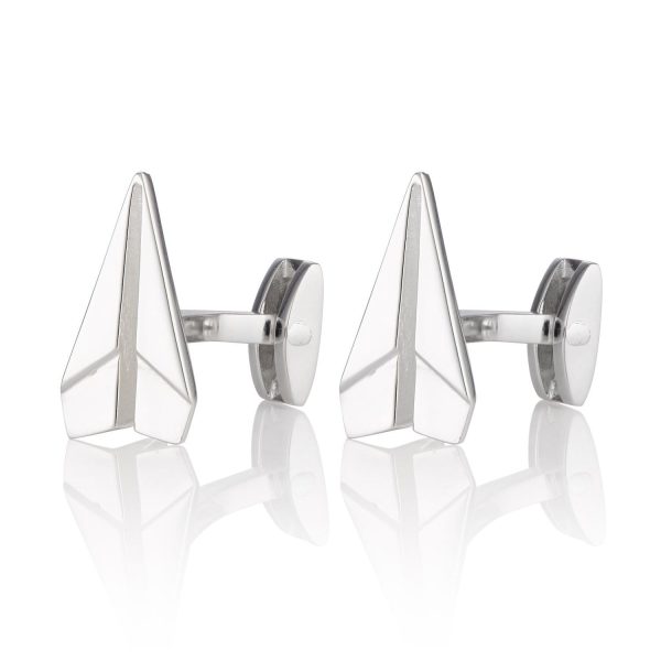 Silver Paper Plane Cufflinks - Image 2