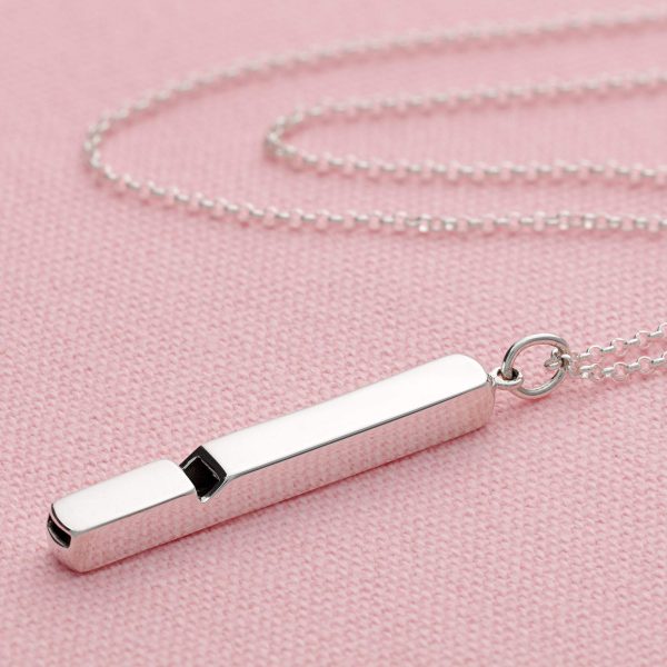 Engraved Long Silver Whistle Necklace - Image 2