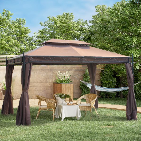 Outsunny Waterproof 3 x 4m Garden Metal Gazebo Marquee Patio Party Tent Canopy Shelter with Sidewalls Pavilion New   Aosom UK - Image 2