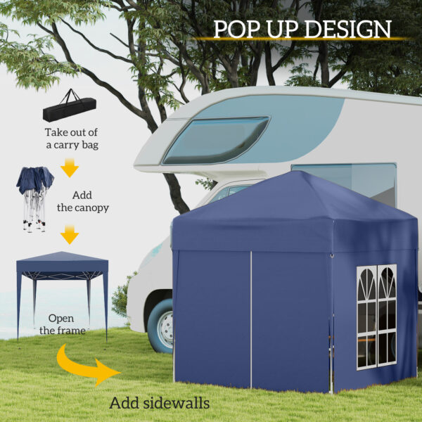 Outsunny 2x2m Gazebo Lightweight, Marquee with Removable Walls, Party Tent Wedding Canopy with Carry Bag, 2 Windows, Blue   Aosom UK - Image 4