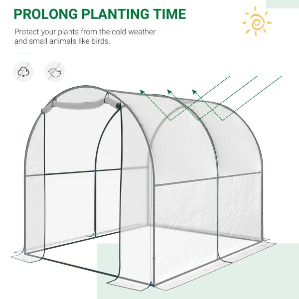 Outsunny Walk-in Polytunnel Greenhouse with Roll-up Door Transparent Tunnel Greenhouse with Steel Frame and PVC Cover, 2.5 x 2m   Aosom UK - Image 4