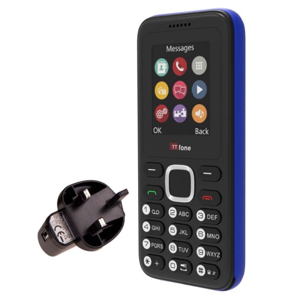 Returned Resale - TTfone TT150 Dual SIM Blue / with Mains Charger +£4.99 / Giff Gaff SIM Network