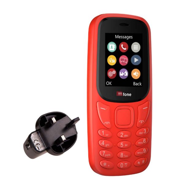 TTfone TT170 Dual SIM | Easy to Use Dual SIM Mobile Phone Red / with Mains Charger +£4.99 / No Sim Card