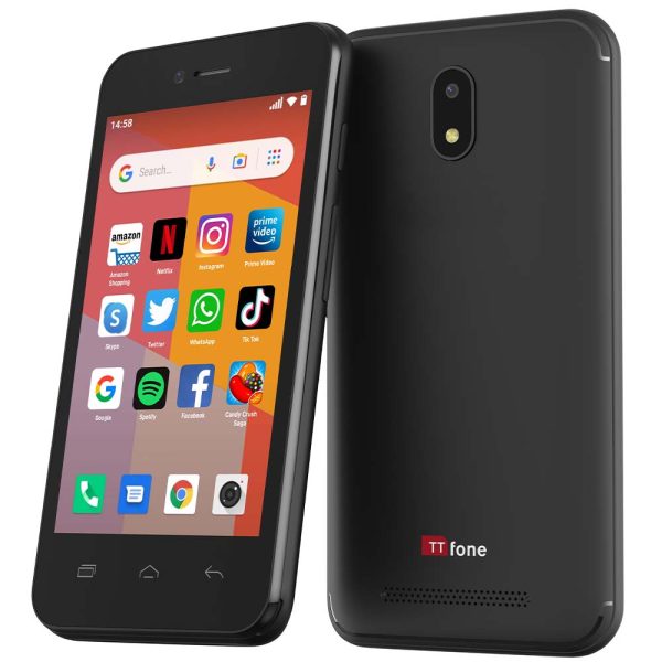 TTfone TT20 Black Dual SIM Smart Mobile Android GO with USB Cable