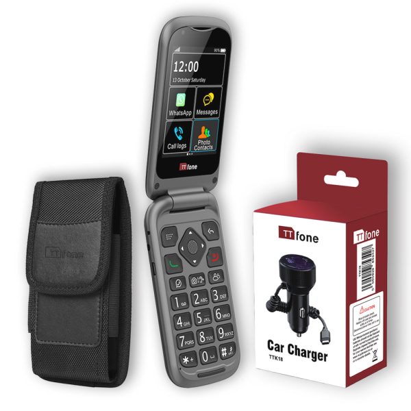 TTfone TT970 Mobile Phone Bundle with Case and Car Charger Vodafone