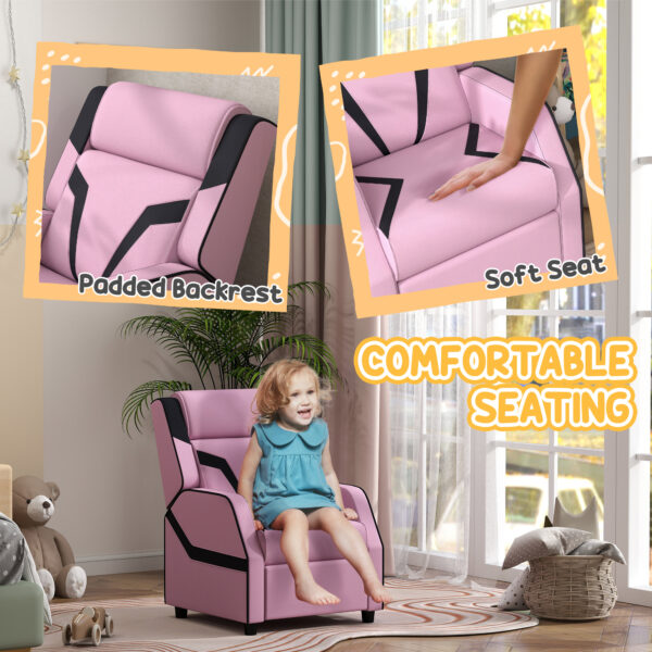 AIYAPLAY 2 in 1 Kids Chair Recliner with Backrest, Armrest, Footrest, PU Leather, for 3-9 Years Old, Pink   Aosom UK - Image 5