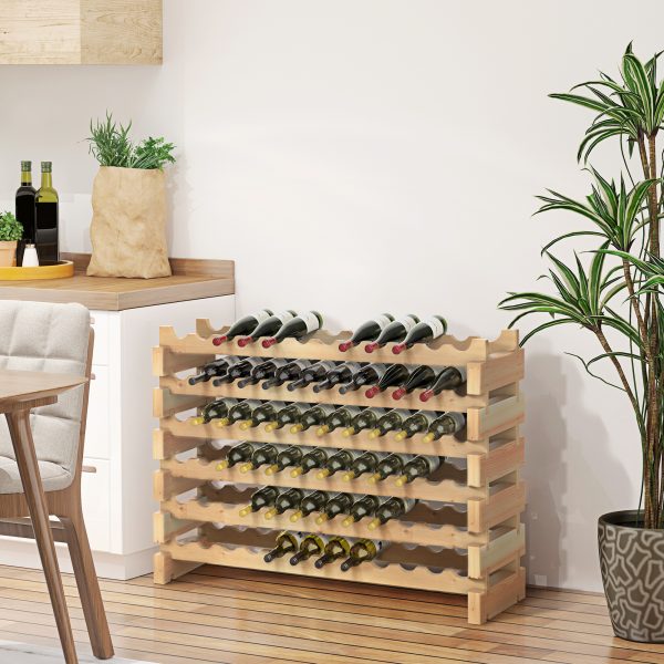 HOMCOM Wooden Wine Rack 6 Tier Shelf for 72 Bottles Shelving Storage Holder - Image 2