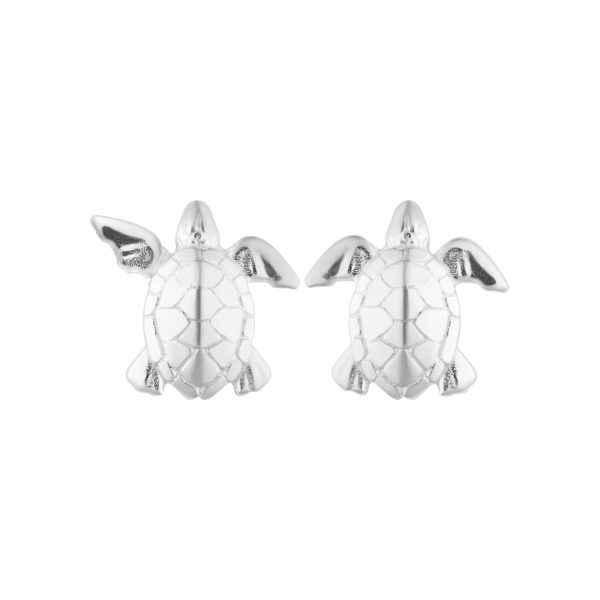 Silver Turtle Stud Earrings - Image 2