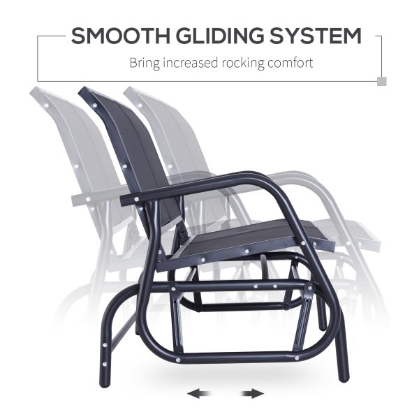 Outsunny 2-Person Outdoor Glider Bench Patio Double Swing Gliding Chair Loveseat w/Power Coated Steel Frame for Garden Porch, Black   Aosom UK - Image 4