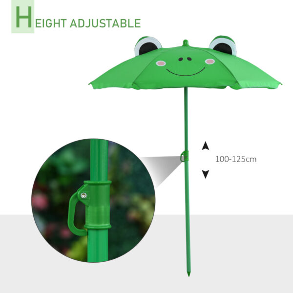 Outsunny Kids Folding Picnic Table and Chair Set Frog Pattern with Removable & Height Adjustable Sun Umbrella, Green - Image 6