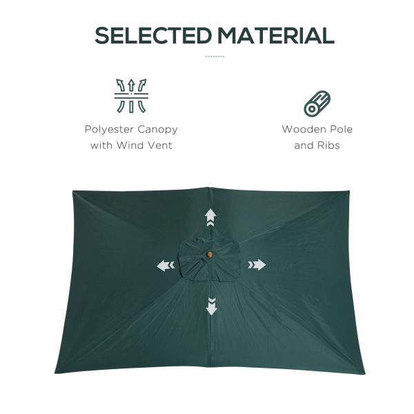 Outsunny Waterproof 295L x 200W x 255Hcm Wooden Garden Patio Parasol Umbrella-Dark Green   Aosom UK - Image 7