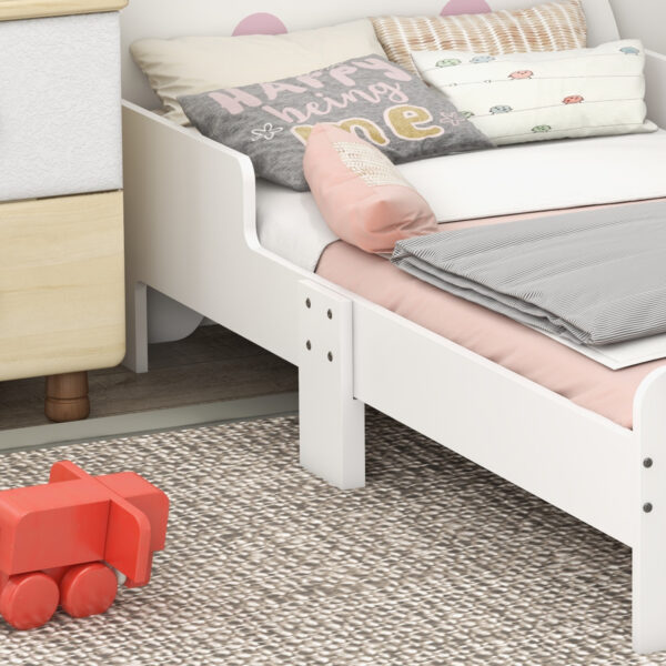 ZONEKIZ Toddler Rabbit Bed Frame, Safe & Sturdy Design, Perfect for Kids' Bedroom, Charming White   Aosom UK - Image 9