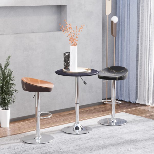 HOMCOM Adjustable Round Bistro Bar Table with PVC Leather Top Steel Base Home Kitchen Dining Desk Black   Aosom UK - Image 2