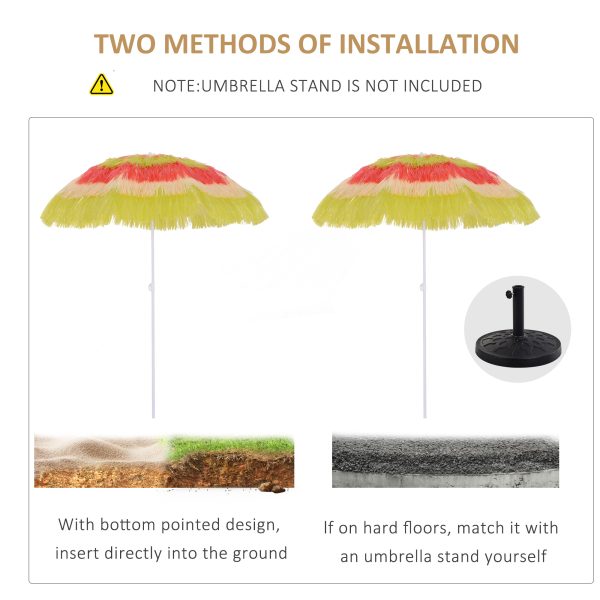 Outsunny Portable Beach Umbrella: Foldable Rainbow Parasol for Hawaiian-Style Sun Protection - Image 4