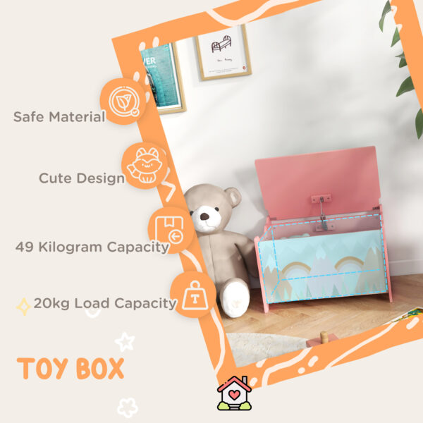 ZONEKIZ Toy Chest, Kids Storage Box with Safety Hinge, Cute Animal Theme, Durable and Spacious, Pink   Aosom UK - Image 4