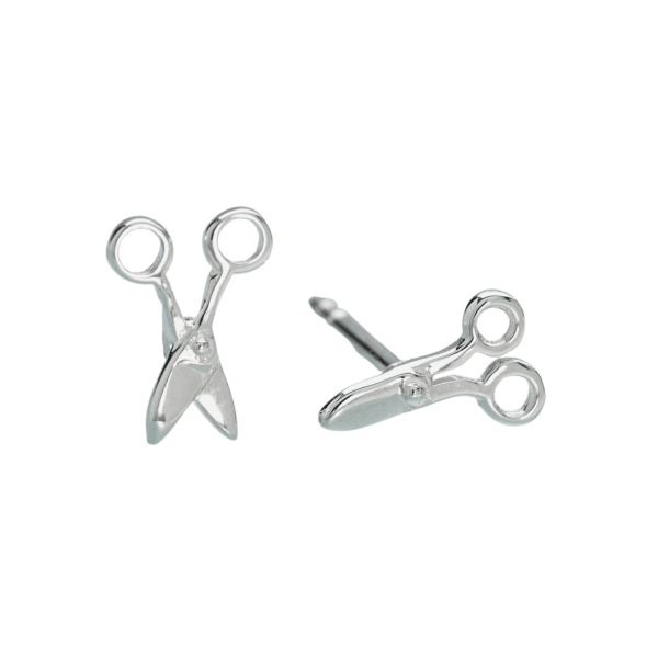 Silver Scissor Stud Earrings - Image 2