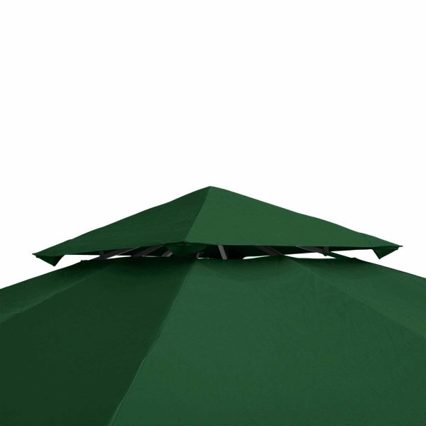 Outsunny 3 x 3 m Gazebo Top Cover Double Tier Canopy Replacement Pavilion Roof Dark Green - Image 9