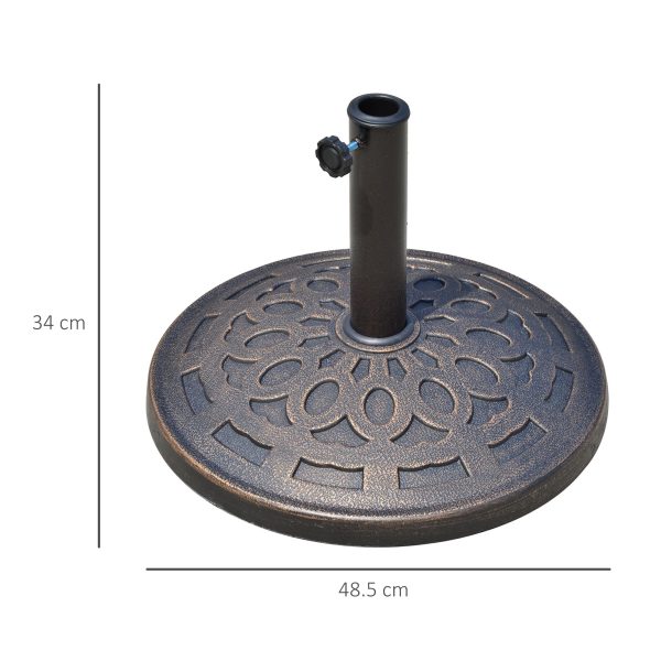 Outsunny 14kg Round Garden Parasol Base Holder Decorative Resin Market Umbrella Stand with Adjustable Coupler, Bronze   Aosom UK - Image 3