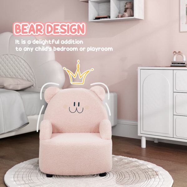 AIYAPLAY Kids Sofa Kids Armchair, Bear Shaped Toddler Chair for Bedroom Playroom Living Room, Aged 18 Months to 3 Years, Pink   Aosom UK - Image 4