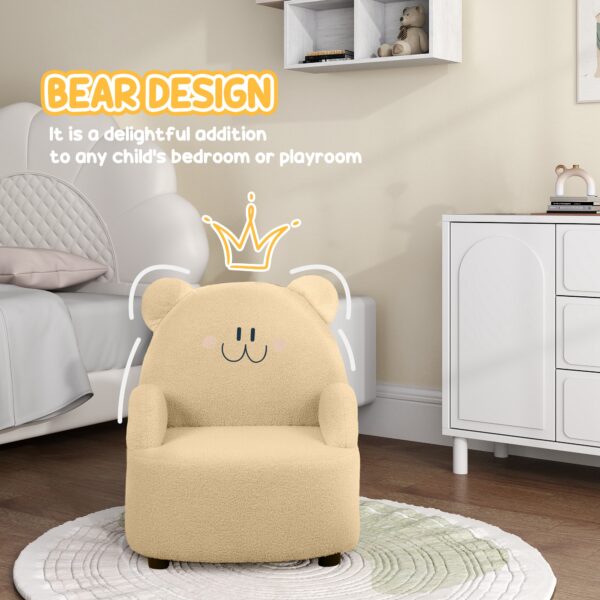 AIYAPLAY Kids Sofa Kids Armchair, Bear Shaped Toddler Chair for Bedroom Playroom Living Room, Aged 18 Months to 3 Years, Khaki   Aosom UK - Image 4