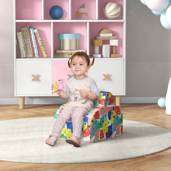 AIYAPLAY Foldable Toddler Chair Soft Snuggle Sponge Filled for Bedroom Playroom, Aged 18 Months to 3 Years - Multicoloured   Aosom UK - Image 2