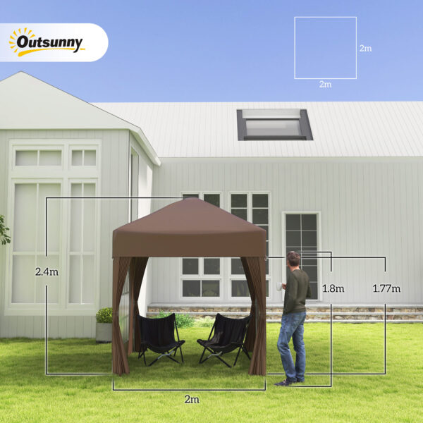 Outsunny Pop Up Gazebo Canopy, size (2 x 2m)- Coffee   Aosom UK - Image 3