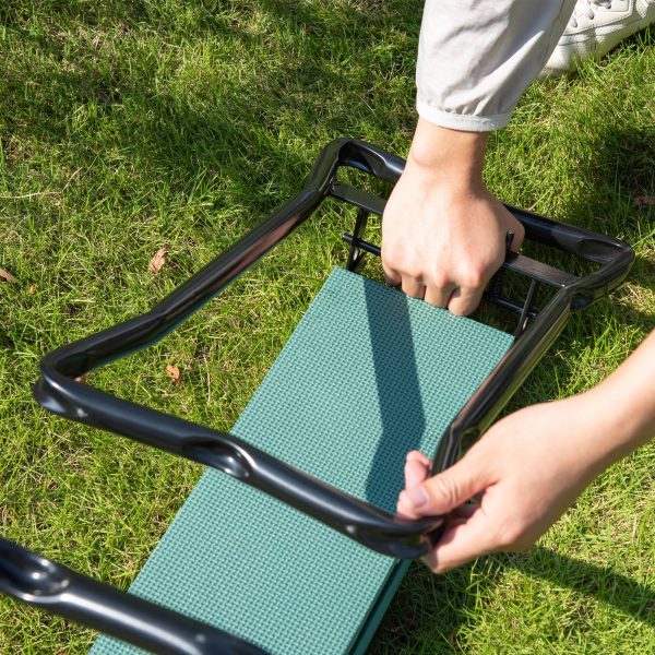 Outsunny Foldable Garden Kneeler and Seat, 2-in-1 Kneeling Pad and Bench, Portable Knee Protection, Green   Aosom UK - Image 9