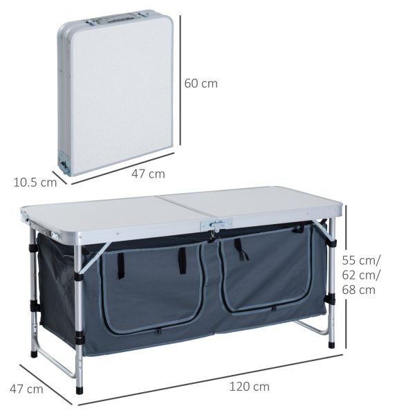 Outsunny Adjustable Aluminum Picnic Table-Pebbles White - Image 3