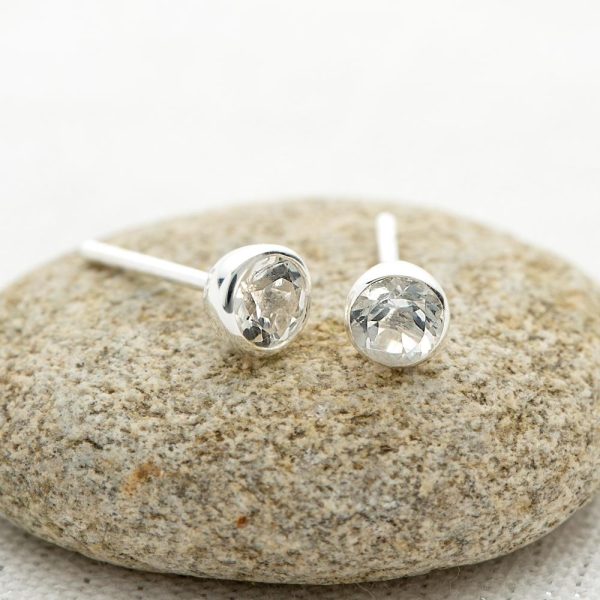 April Birthstone Earrings (White Topaz) - Image 2