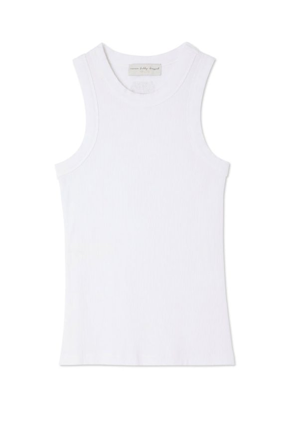 Women's Ribbed Tank in White, Size Small, Viscose by Never Fully Dressed - Image 9