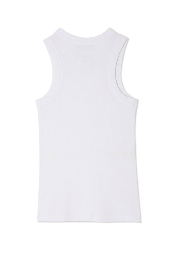 Women's Ribbed Tank in White, Size Small, Viscose by Never Fully Dressed - Image 10