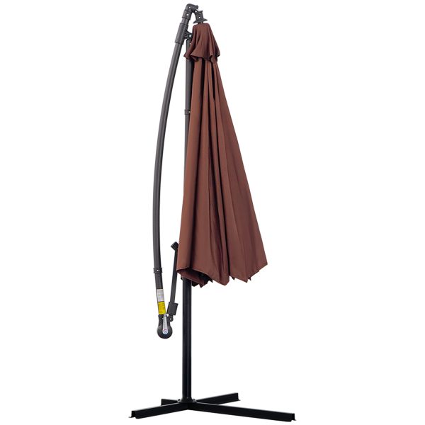 Outsunny Waterproof 3m Hanging Cantilever Umbrella: Adjustable Angle & UV Protection, Coffee Hue   Aosom UK - Image 8