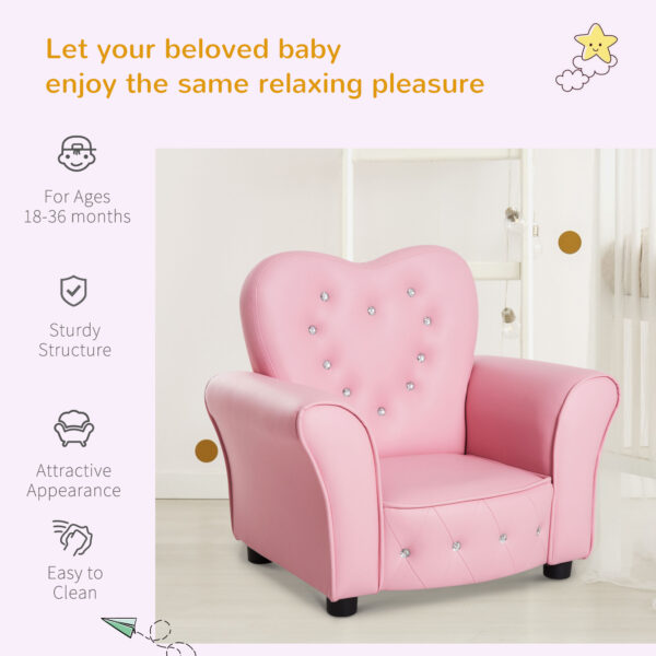 HOMCOM Kids Toddler Chair Sofa Children Armchair Seating Relax Playroom Seater Girl Princess Pink   Aosom UK - Image 7