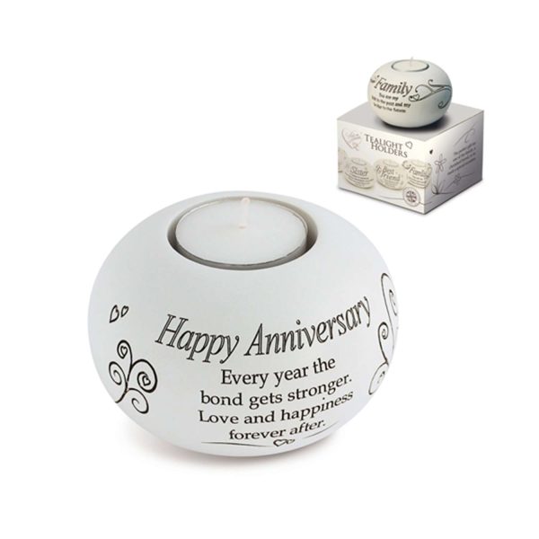 With Sentiment Tealight Holder Happy Annivers