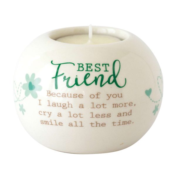 With Sentiment Tealight Ceramic Best Friend